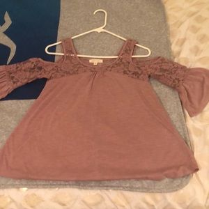 mauve quarter lace cut out sleeve